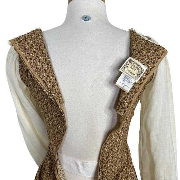 Gunne Sax Vintage 70s Cottagecore Long Sleeve Prairie Dress Floral Calico 5, XXS - Picture 8 of 11